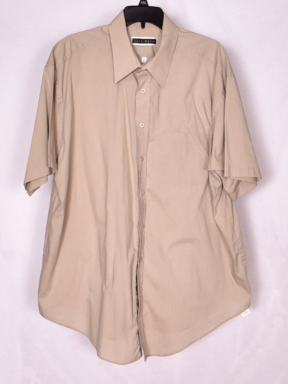 John Weitz Man's Button Up Short Sleeve Tan Dress Shirt Size 18 1/2